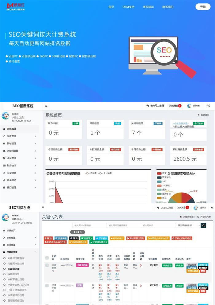 图片[1]-聚合SEO关键词按天自动扣费系统源码 Thinkphp内核+新手教程-理遇资源