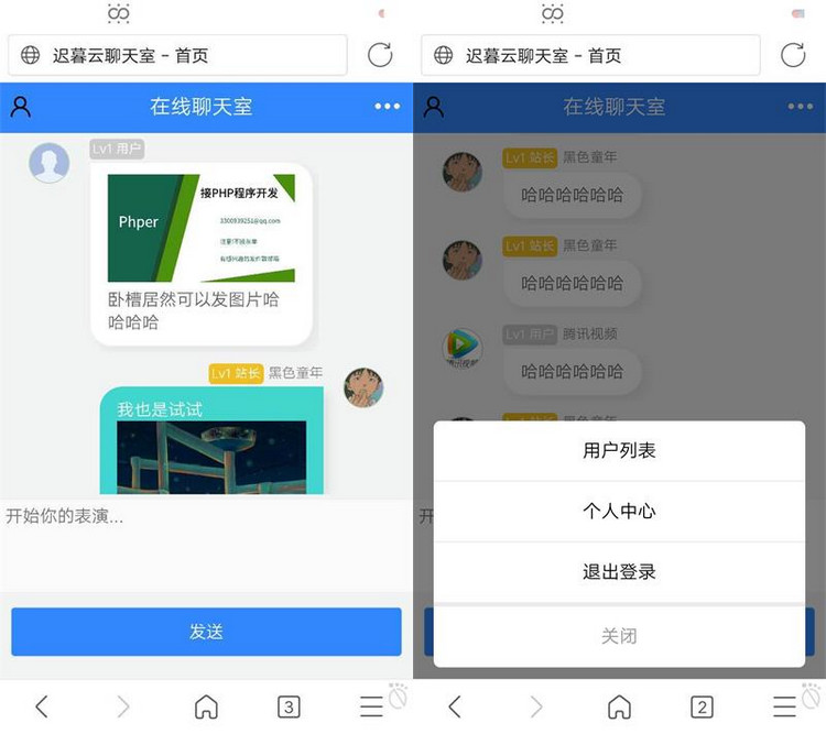 图片[1]-迟暮云聊天室(可发图) 可封装APP-理遇资源