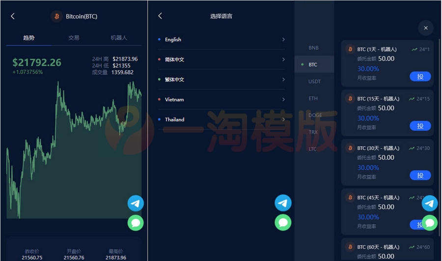 图片[3]-亲测五国语言收益理财BTC虚拟币质押定期存币系统源码/加密货币机器人量化交易系统+搭建教程-理遇资源