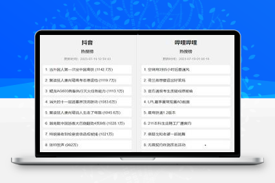 亲测抖音、百度、哔哩哔哩热搜热榜单页的HTML源码-理遇资源